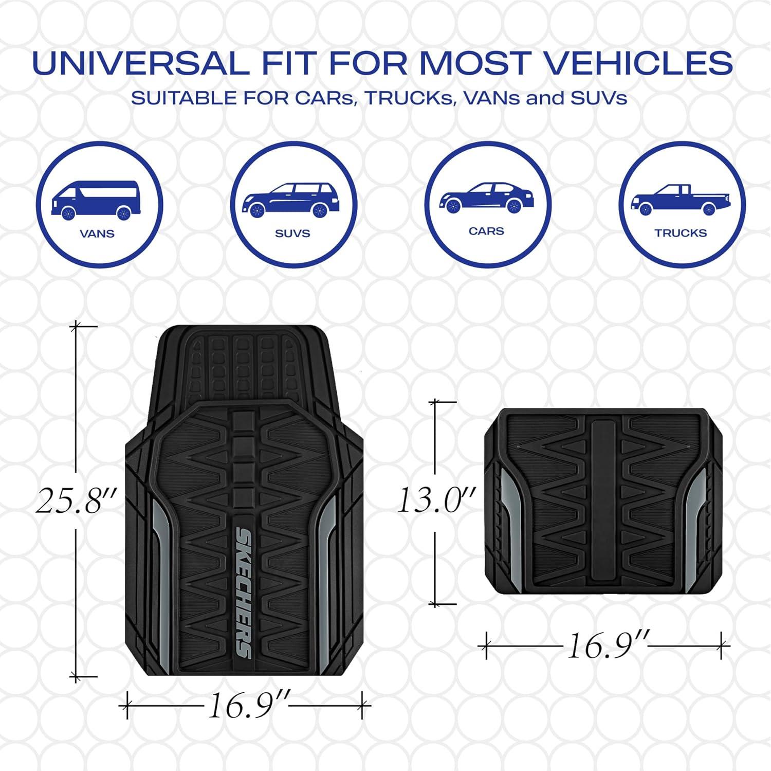 imageSkechers Car Floor MatsHeavy Duty Rubber Car Mats Full SetAll Weather Floor MatsWaterproof Trim to Fit Universal Floor Liner Car AccessoriesAutomotive Floor Mats for Cars Trucks SUVBlueGrey