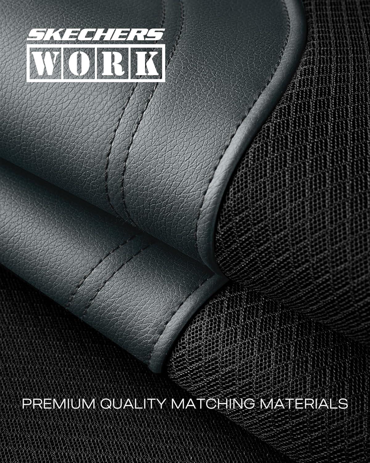 imageSkechers Car Seat Covers Work Leather Seat Covers 5Times Stronger Builtin Webbing Oxford Fabric Front Seat Cover Airbag Compatible Automotive Comfort for Cars Trucks SUVsBlackBlackGrey