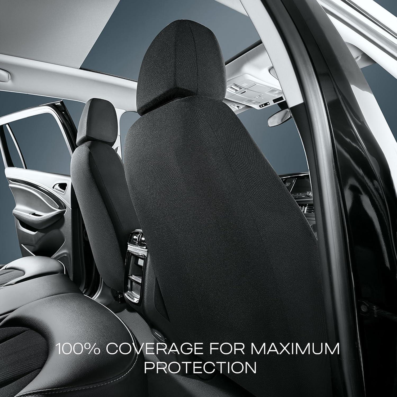 imageSkechers Car Seat Covers Work Leather Seat Covers 5Times Stronger Builtin Webbing Oxford Fabric Front Seat Cover Airbag Compatible Automotive Comfort for Cars Trucks SUVsBlackBlackRed