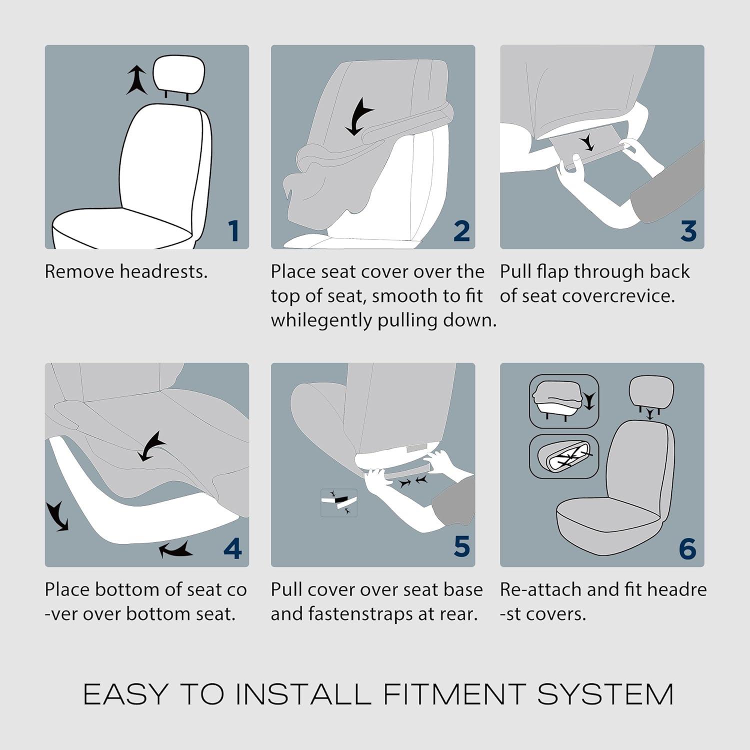 imageSkechers Car Seat Covers Work Leather Seat Covers 5Times Stronger Builtin Webbing Oxford Fabric Front Seat Cover Airbag Compatible Automotive Comfort for Cars Trucks SUVsBlackBlackGrey