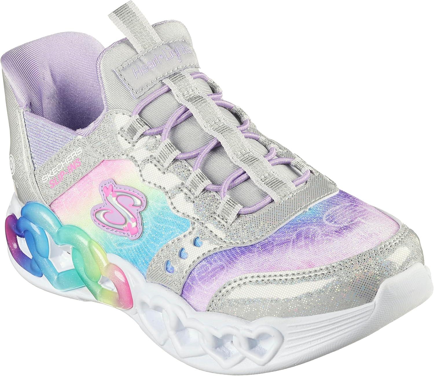 imageSkechers Girls Infinite Heart LightsEternal ShimmerSilverMulti