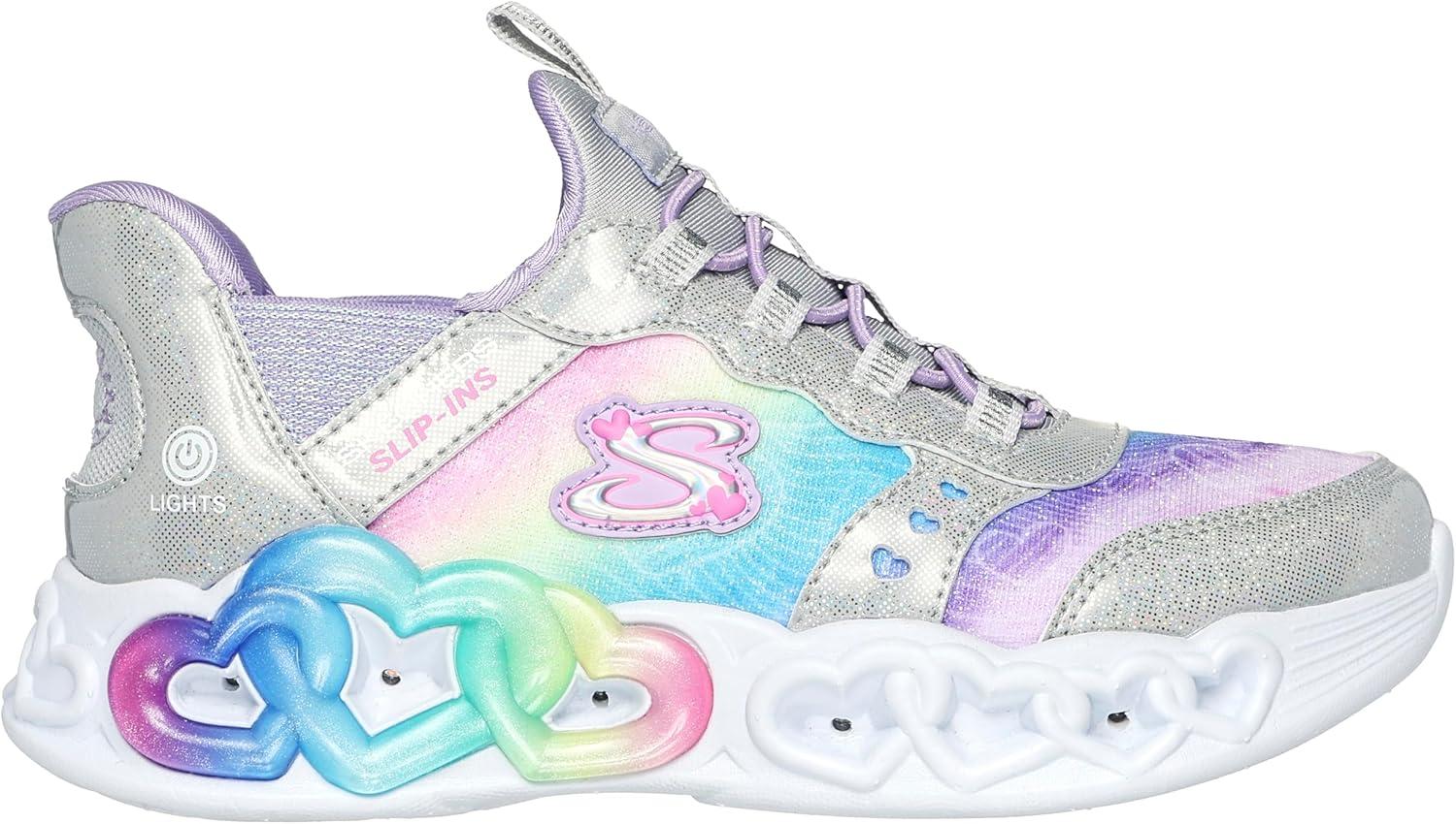 imageSkechers Girls Infinite Heart LightsEternal ShimmerSilverMulti