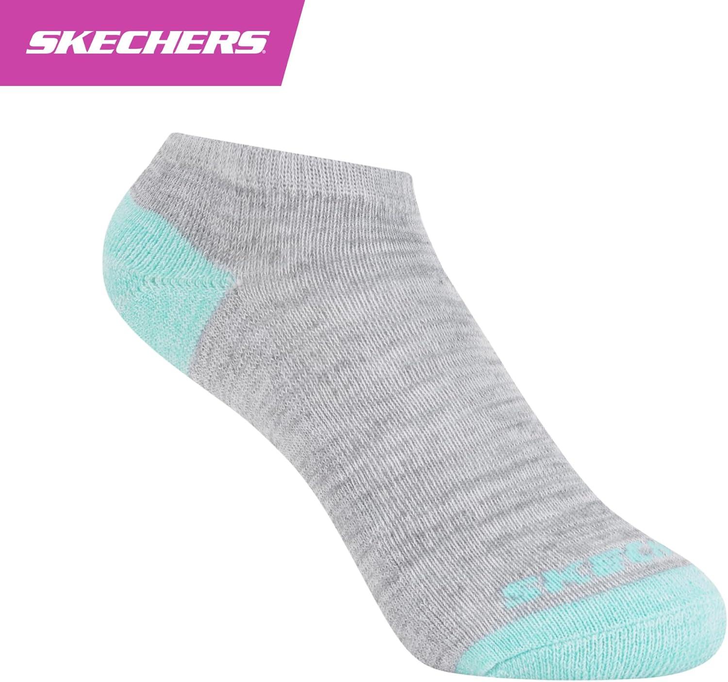 imageSkechers Girls Performance Everyday Wear No Show Socks 10PackLight Grey Heather Multicolor