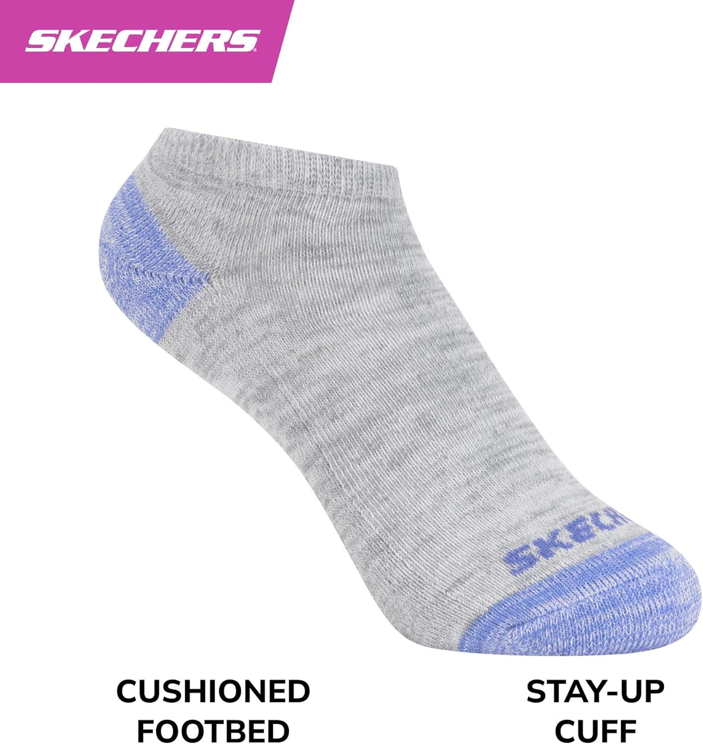 imageSkechers Girls Performance Everyday Wear No Show Socks 10PackLight Grey Heather Multicolor
