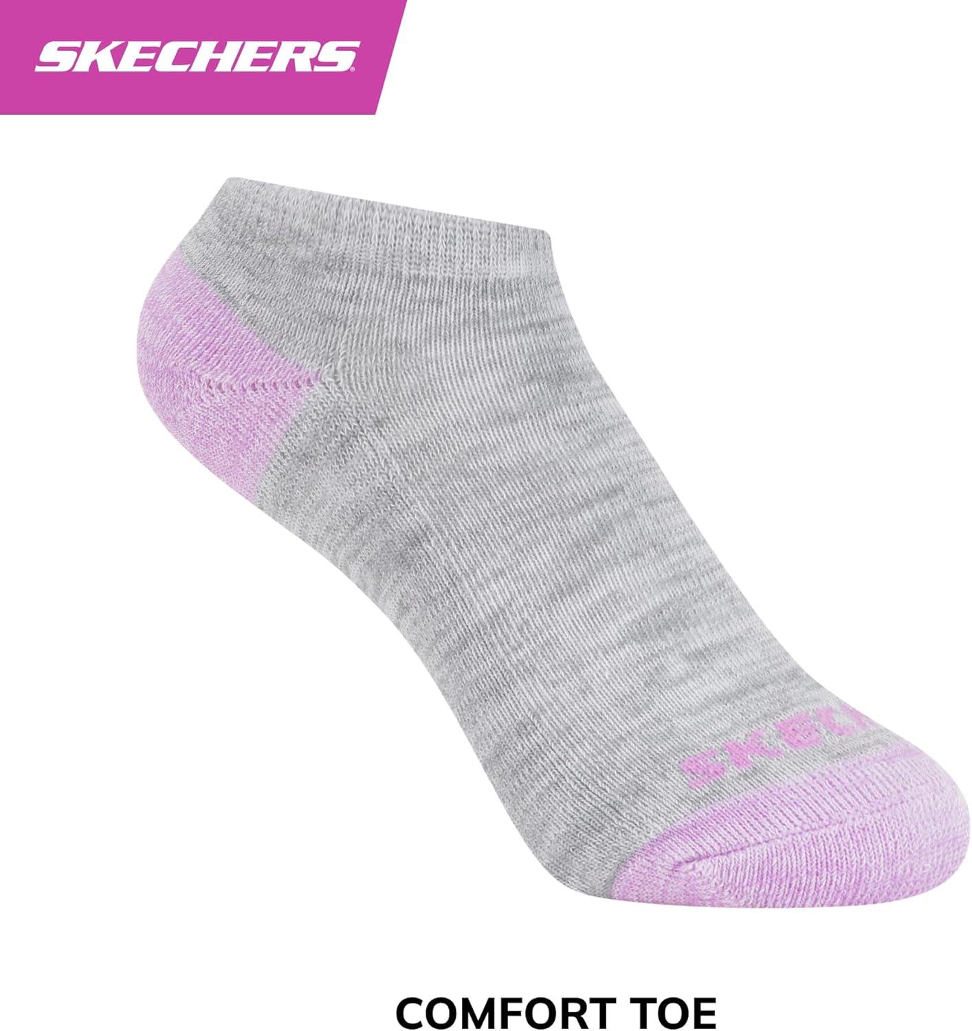 imageSkechers Girls Performance Everyday Wear No Show Socks 10PackLight Grey Heather Multicolor