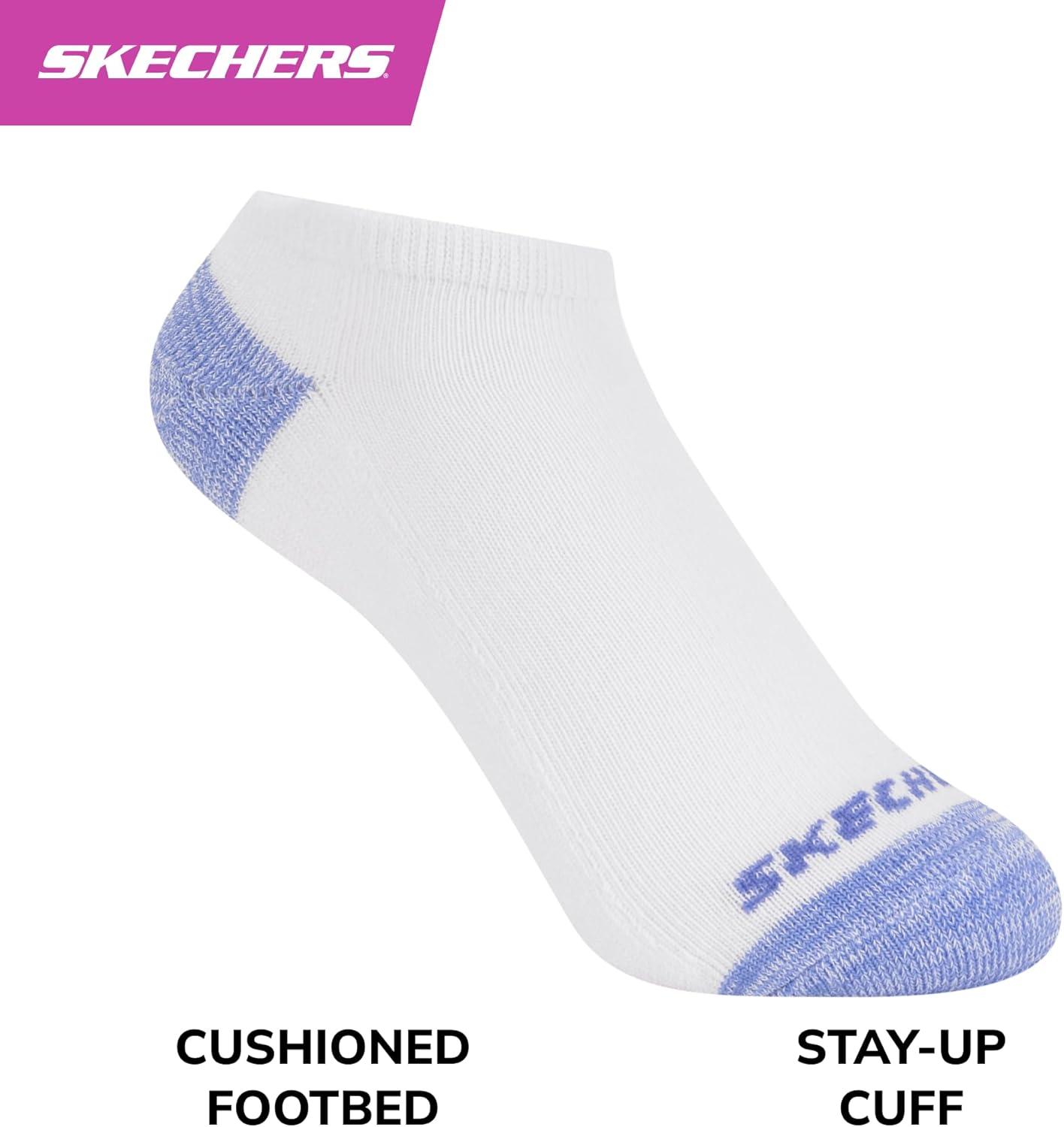 imageSkechers Girls Performance Everyday Wear No Show Socks 10PackWhite Multicolor