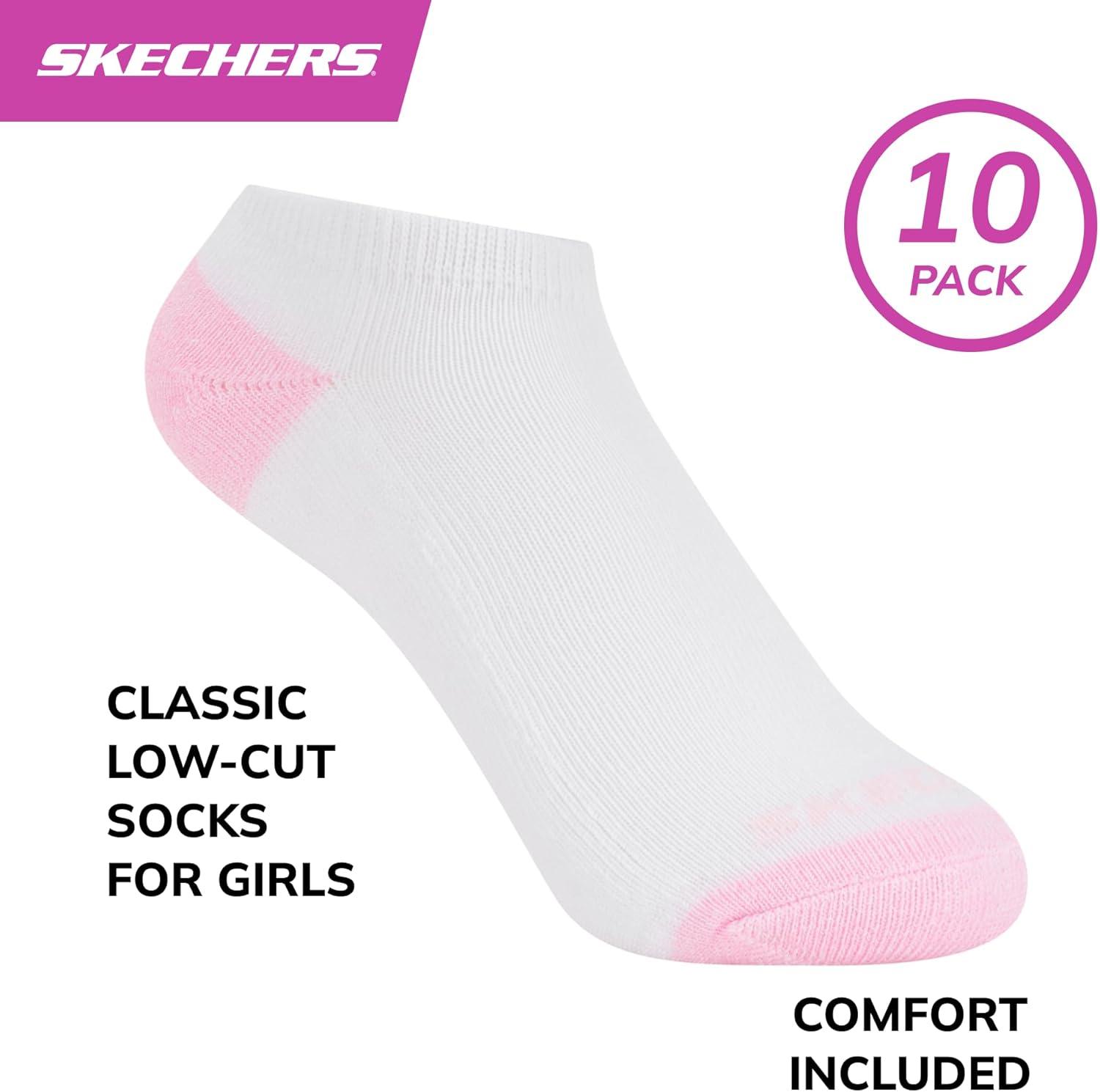 imageSkechers Girls Performance Everyday Wear No Show Socks 10PackWhite Multicolor