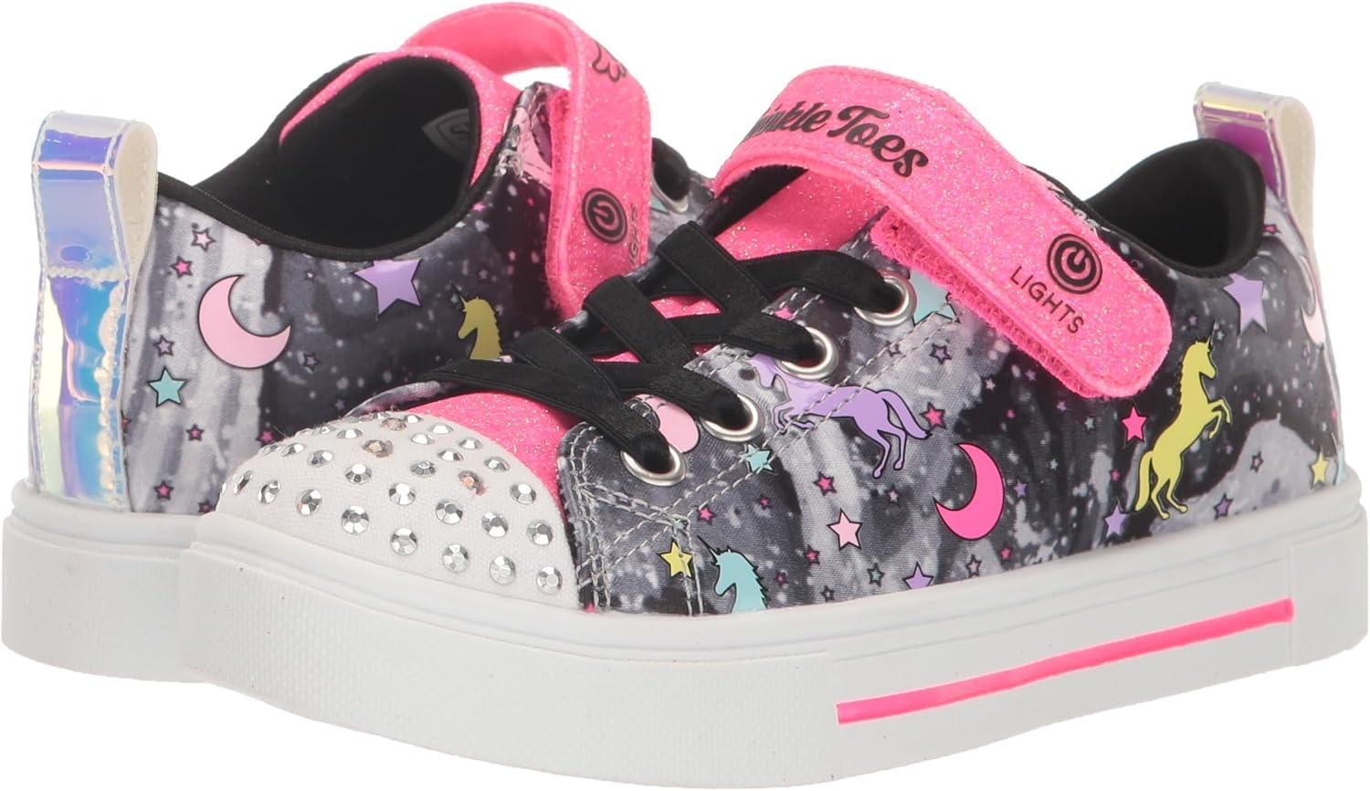 imageSkechers Kids Girls Twinkle Sparks Ice Heather LightUp Sneakers Cushioned Comfort Flexible SoleBlackMulti