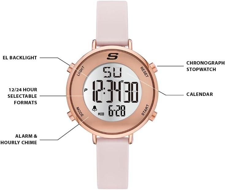imageSkechers Magnolia Digital Silicone Watch for WomenBlush Rose