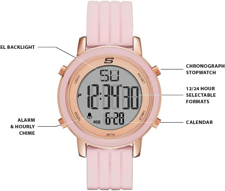 imageSkechers Magnolia Digital Silicone Watch for WomenRose Gold Pink