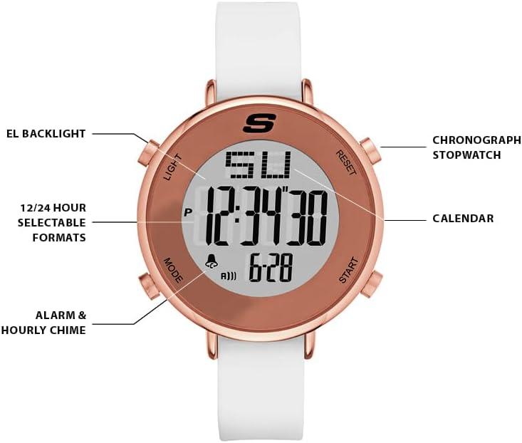 imageSkechers Magnolia Digital Silicone Watch for WomenRose Gold White