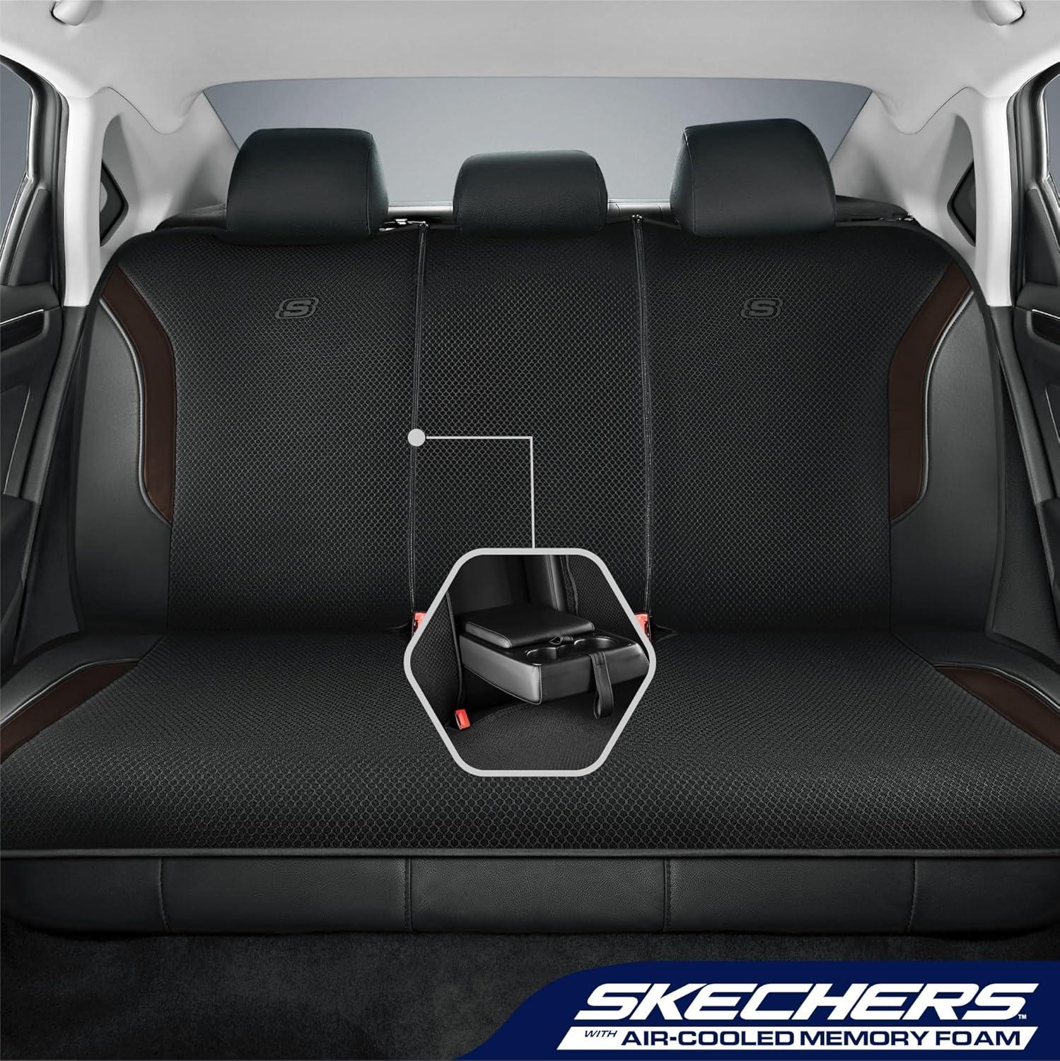 imageSkechers Memory Foam Car Seat Covers Air Cool Mesh Thick Seat Covers Car Seat Full Sets Airbag Compatible Automotive Comfort Protection for Most CarsVansTrucks SUVsRedBlackBrown