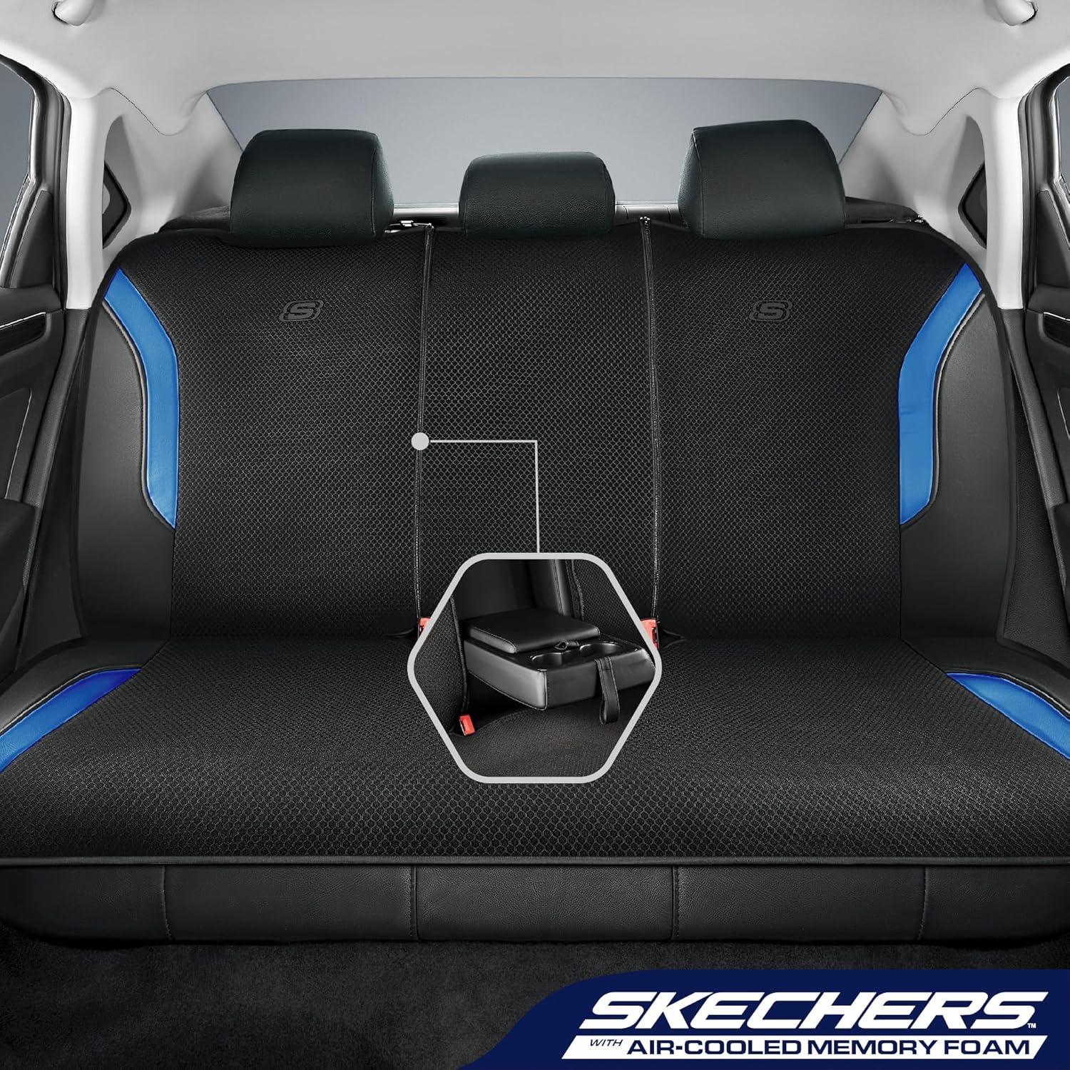 imageSkechers Memory Foam Car Seat Covers Air Cool Mesh Thick Seat Covers Car Seat Full Sets Airbag Compatible Automotive Comfort Protection for Most CarsVansTrucks SUVsRedBlackBlue