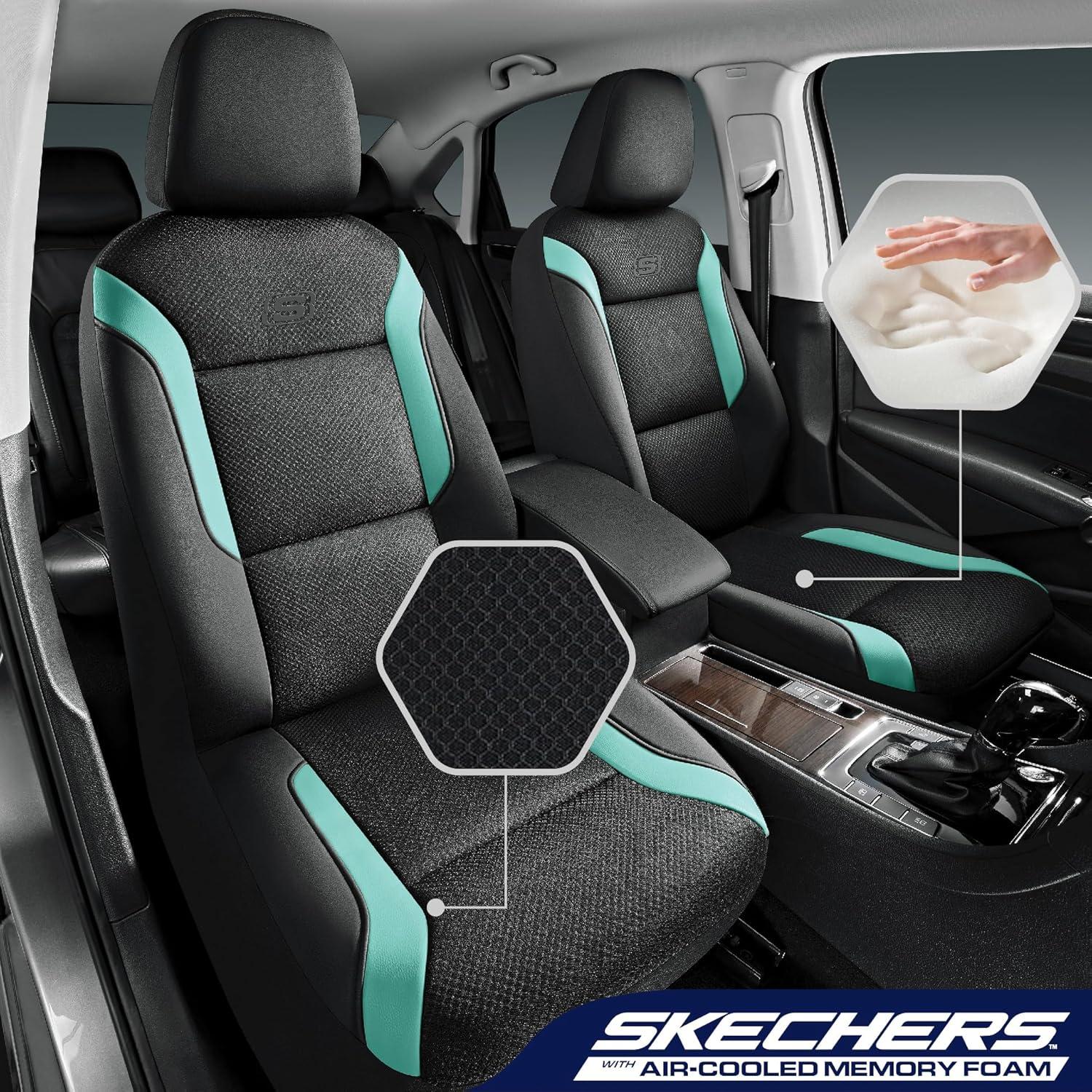 imageSkechers Memory Foam Car Seat Covers Air Cool Mesh Thick Seat Covers Car Seat Full Sets Airbag Compatible Automotive Comfort Protection for Most CarsVansTrucks SUVsRedBlackGreen