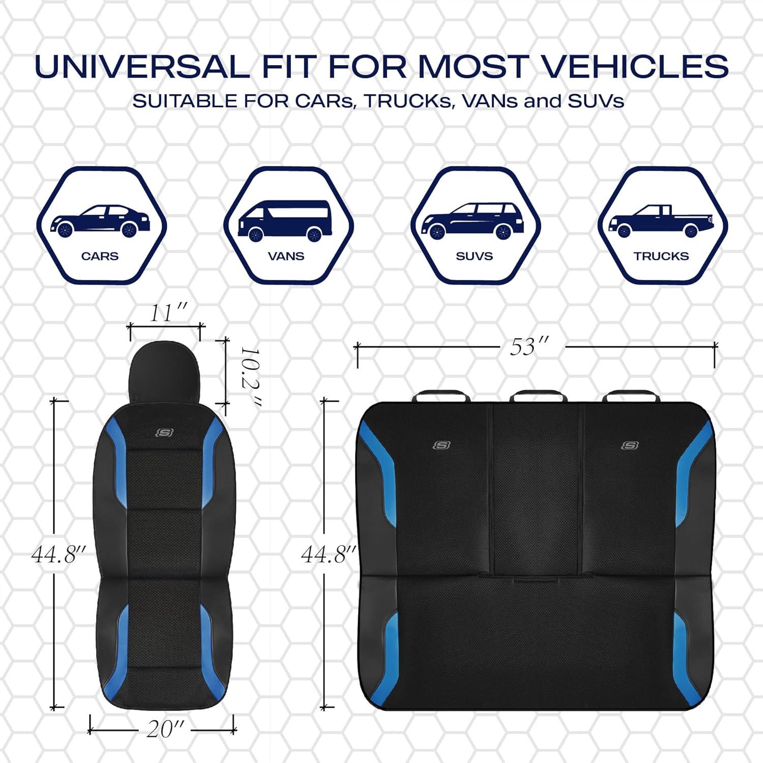 imageSkechers Memory Foam Car Seat Covers Air Cool Mesh Thick Seat Covers Car Seat Full Sets Airbag Compatible Automotive Comfort Protection for Most CarsVansTrucks SUVsRedBlackBlue