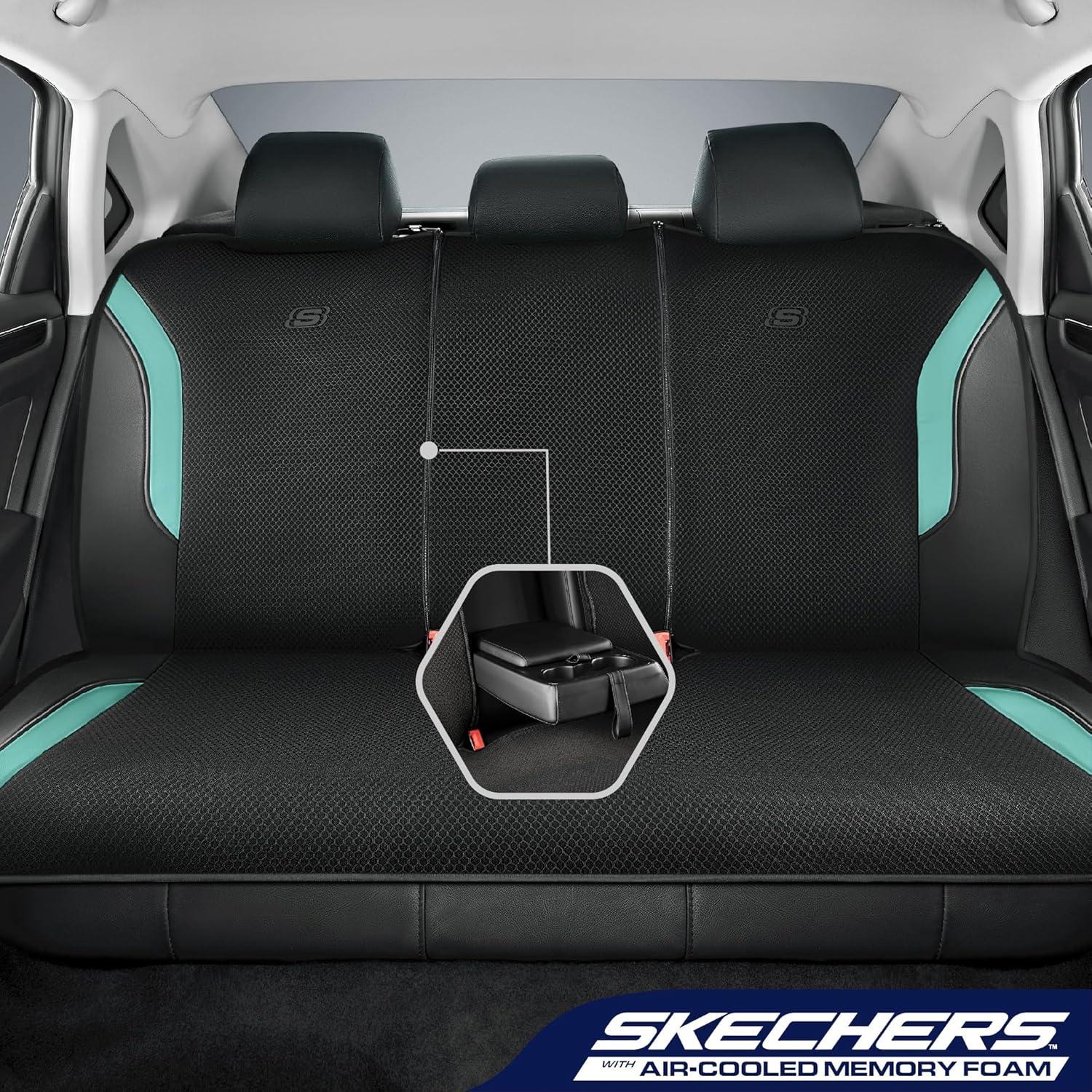 imageSkechers Memory Foam Car Seat Covers Air Cool Mesh Thick Seat Covers Car Seat Full Sets Airbag Compatible Automotive Comfort Protection for Most CarsVansTrucks SUVsRedBlackGreen