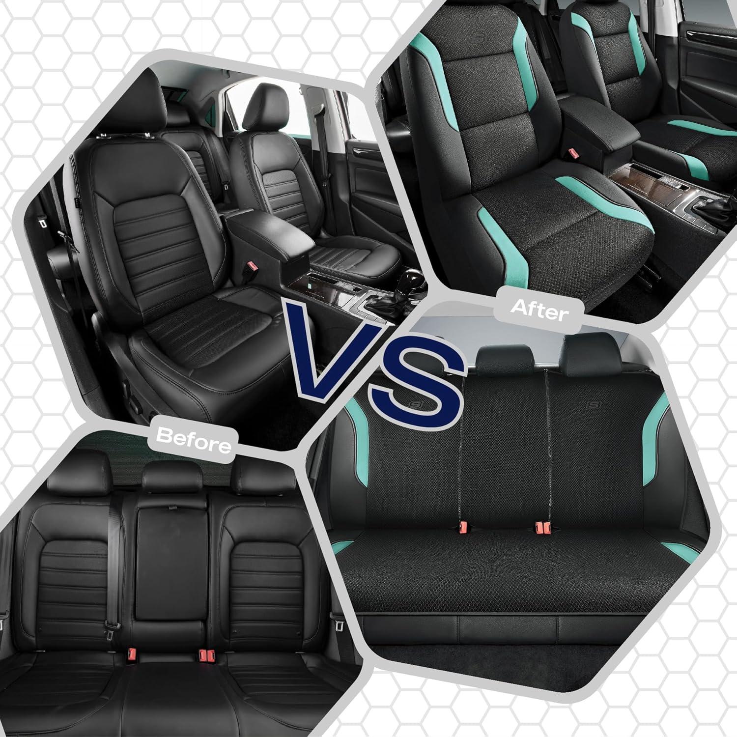 imageSkechers Memory Foam Car Seat Covers Air Cool Mesh Thick Seat Covers Car Seat Full Sets Airbag Compatible Automotive Comfort Protection for Most CarsVansTrucks SUVsRedBlackGreen