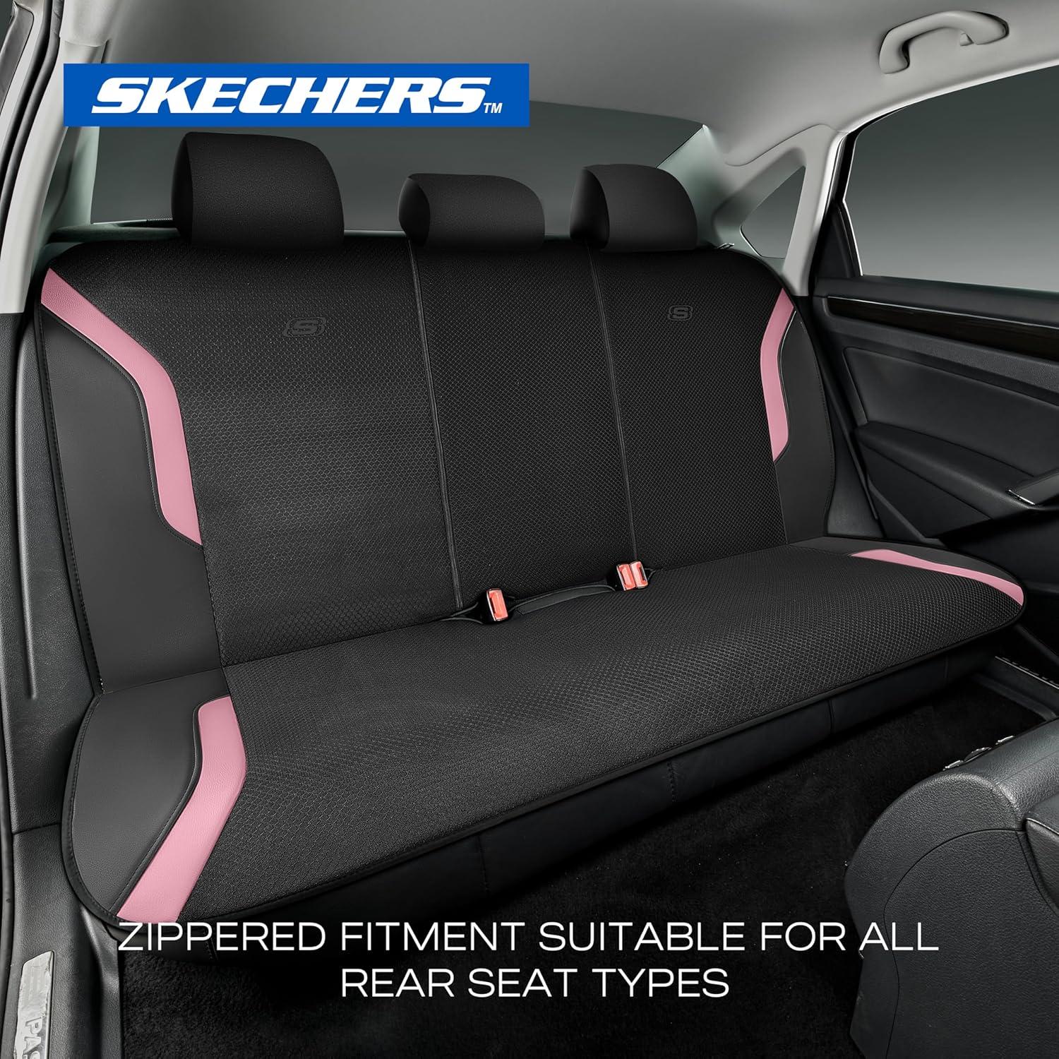 imageSkechers Memory Foam Car Seat Covers Air Cool Mesh Thick Seat Covers Car Seat Full Sets Airbag Compatible Automotive Comfort Protection for Most CarsVansTrucks SUVsRedBlackPink