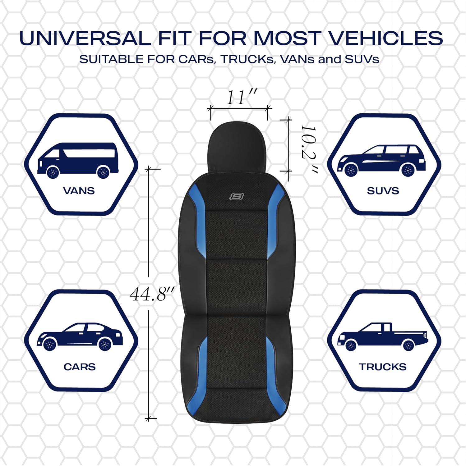 imageSkechers Memory Foam Car Seat Covers Air Cool Mesh Thick Seat Covers Car Seat Full Sets Airbag Compatible Automotive Comfort Protection for Most CarsVansTrucks SUVsRedBlack and Blue