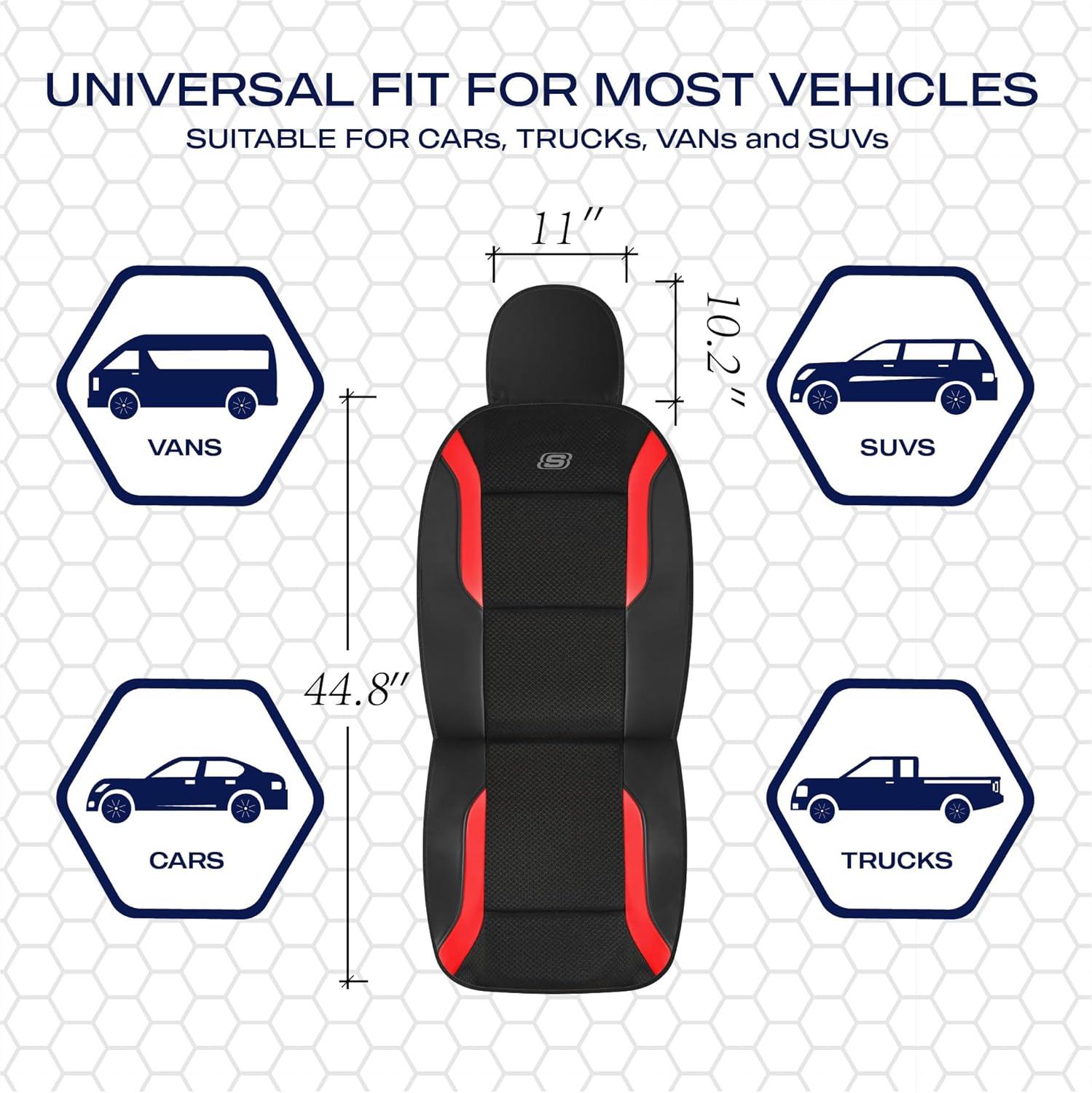 imageSkechers Memory Foam Car Seat Covers Air Cool Mesh Thick Seat Covers Car Seat Full Sets Airbag Compatible Automotive Comfort Protection for Most CarsVansTrucks SUVsRedBlack and Red