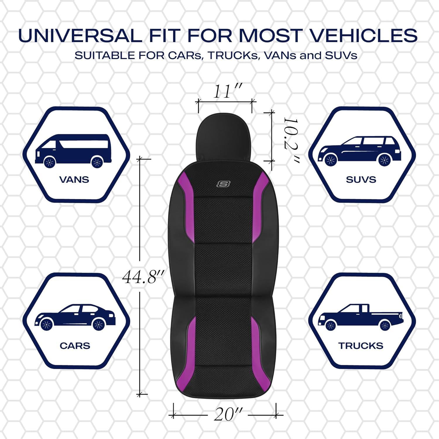 imageSkechers Memory Foam Car Seat Covers Air Cool Mesh Thick Seat Covers Car Seat Full Sets Airbag Compatible Automotive Comfort Protection for Most CarsVansTrucks SUVsRedBlack and Purple