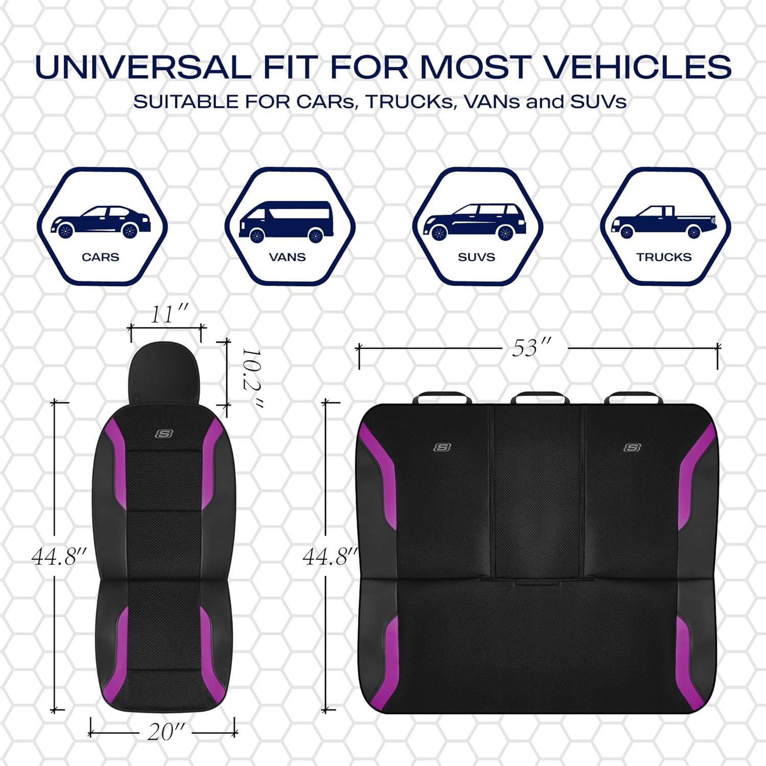 imageSkechers Memory Foam Car Seat Covers Air Cool Mesh Thick Seat Covers Car Seat Full Sets Airbag Compatible Automotive Comfort Protection for Most CarsVansTrucks SUVsRedBlackPurple