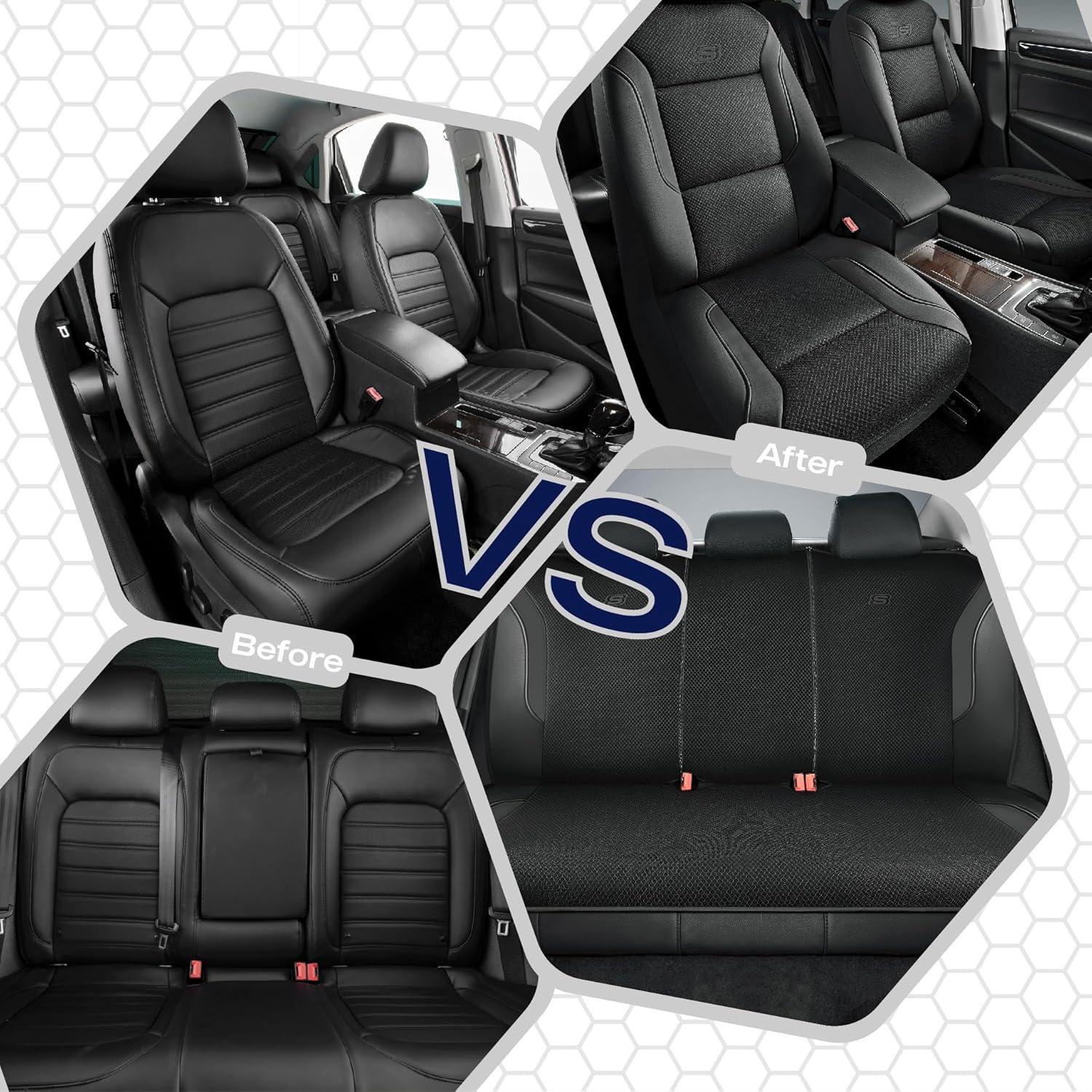 imageSkechers Memory Foam Car Seat Covers Air Cool Mesh Thick Seat Covers Car Seat Full Sets Airbag Compatible Automotive Comfort Protection for Most CarsVansTrucks SUVsRedBlackBlack