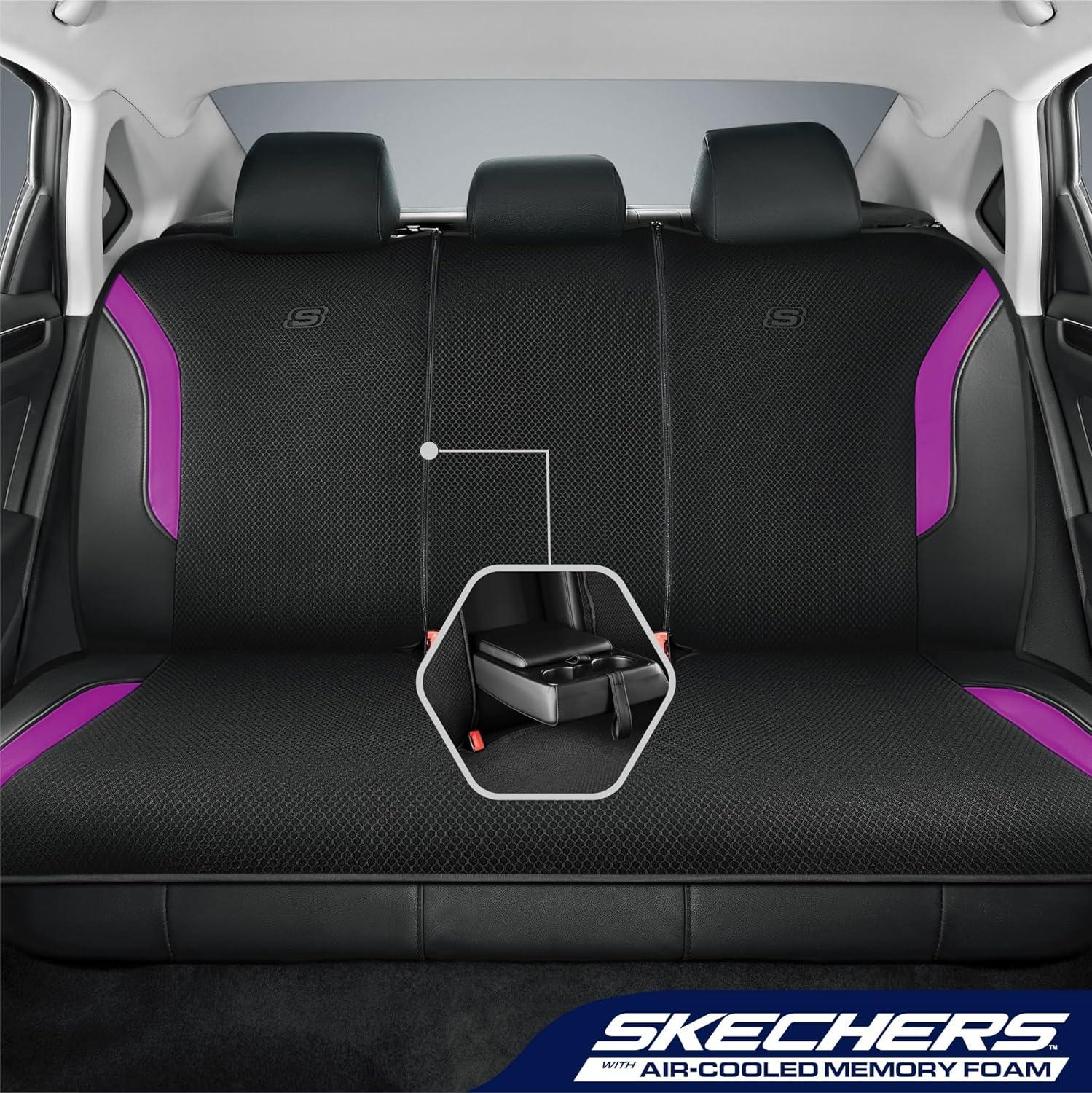 imageSkechers Memory Foam Car Seat Covers Air Cool Mesh Thick Seat Covers Car Seat Full Sets Airbag Compatible Automotive Comfort Protection for Most CarsVansTrucks SUVsRedBlackPurple
