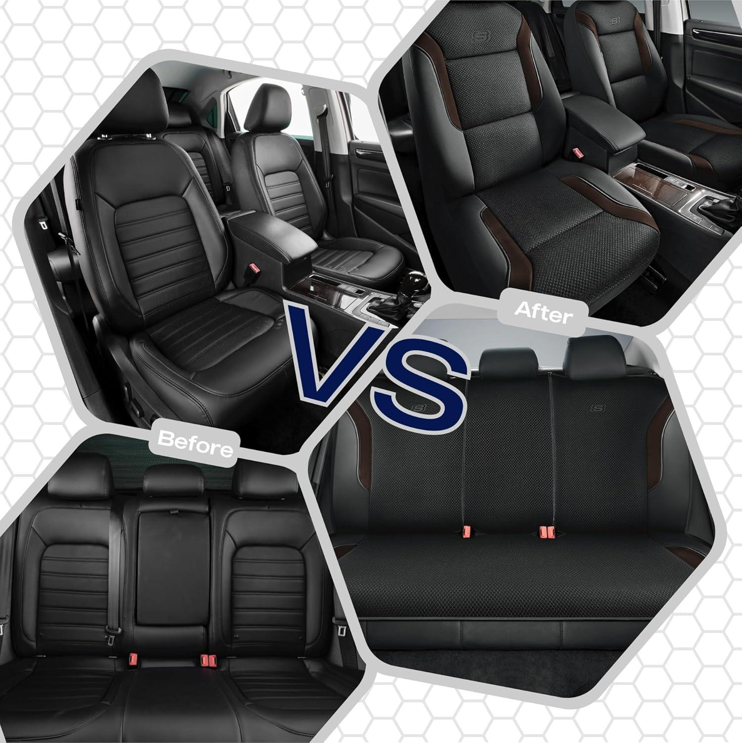 imageSkechers Memory Foam Car Seat Covers Air Cool Mesh Thick Seat Covers Car Seat Full Sets Airbag Compatible Automotive Comfort Protection for Most CarsVansTrucks SUVsRedBlackBrown