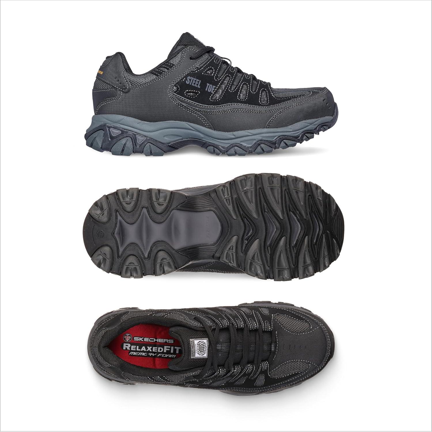 imageSkechers Mens Cankton Steel Toe Construction Shoe Electrical Hazard Rated Memory FoamBlackCharcoal