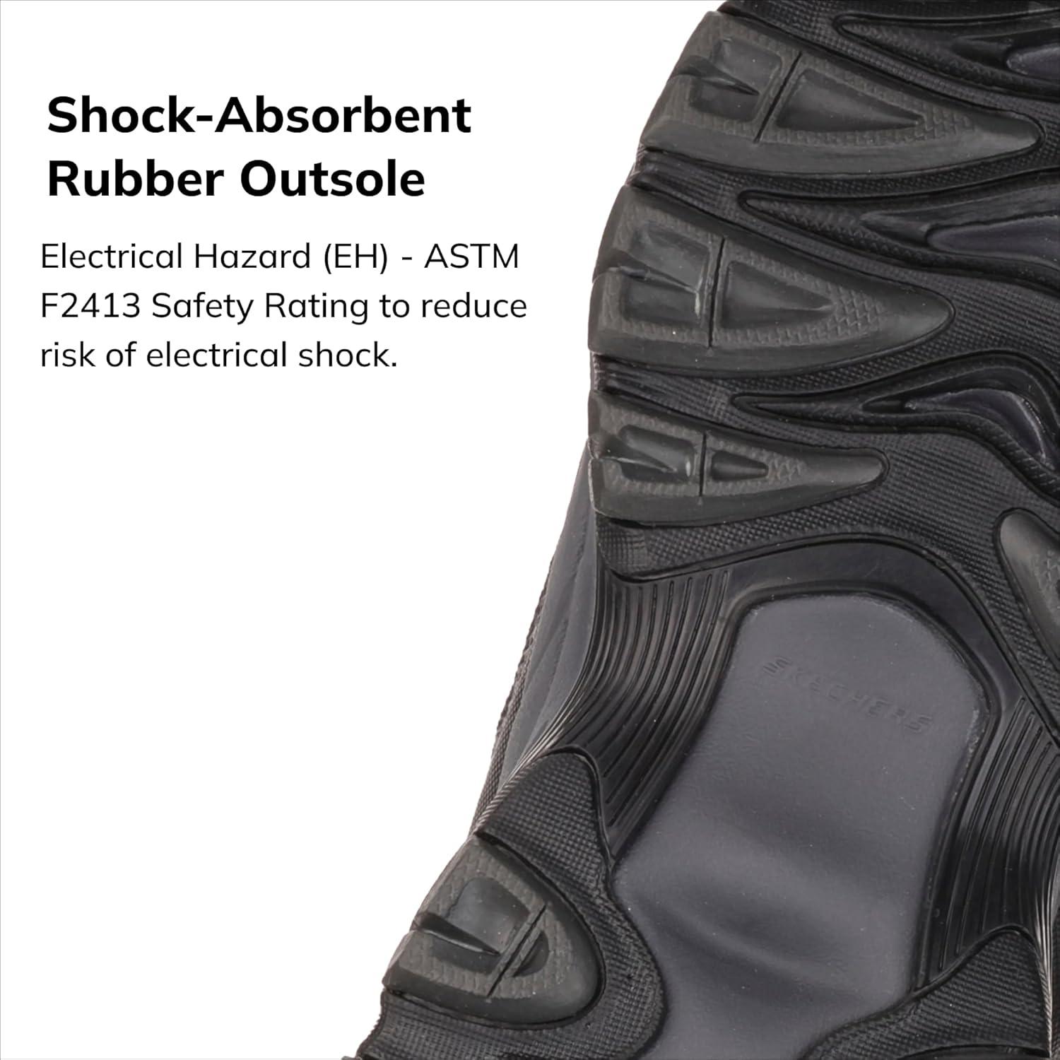 imageSkechers Mens Cankton Steel Toe Construction Shoe Electrical Hazard Rated Memory FoamBlackCharcoal