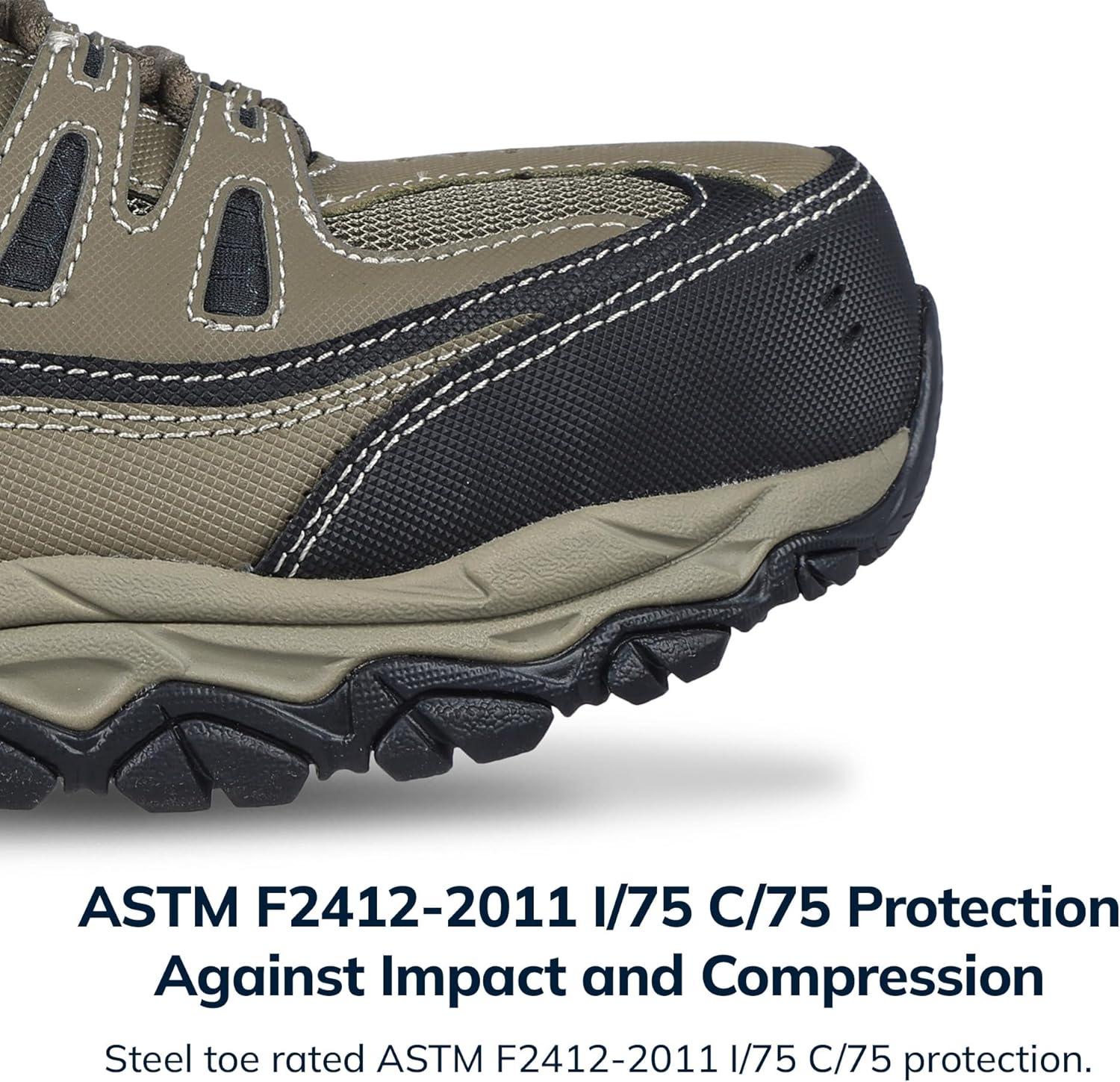 imageSkechers Mens Cankton Steel Toe Construction Shoe Electrical Hazard Rated Memory FoamPebbleBlack