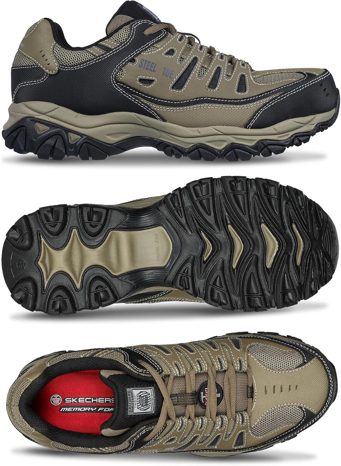 imageSkechers Mens Cankton Steel Toe Construction Shoe Electrical Hazard Rated Memory FoamPebbleBlack