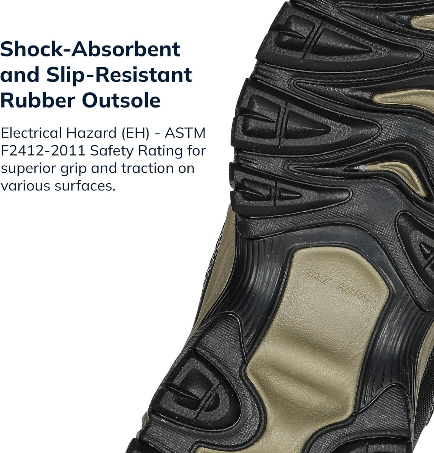 imageSkechers Mens Cankton Steel Toe Construction Shoe Electrical Hazard Rated Memory FoamPebbleBlack