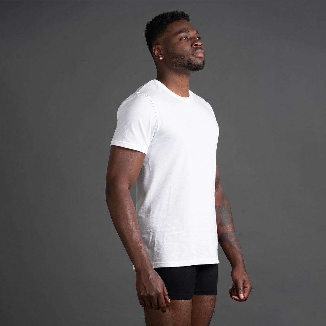 imageSkechers Mens Classic Fit Crew Neck Undershirts TagFree Lightweight MoistureWicking Cotton Blend TShirts 6 Pack SetWhite