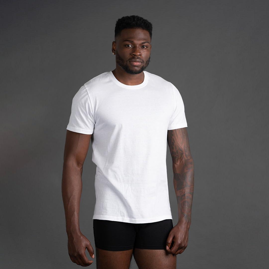 imageSkechers Mens Classic Fit Crew Neck Undershirts TagFree Lightweight MoistureWicking Cotton Blend TShirts 6 Pack SetWhite