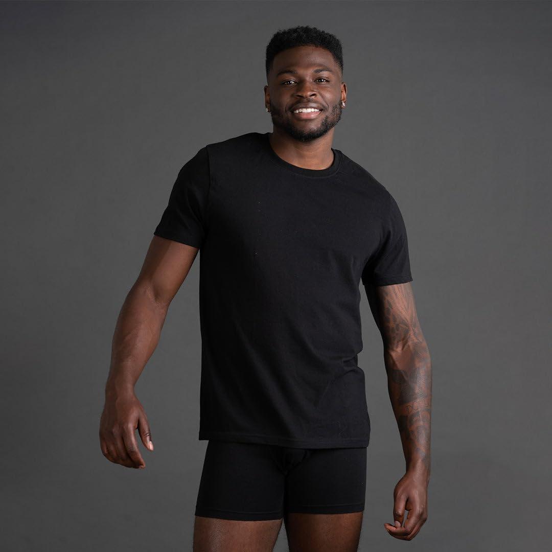 imageSkechers Mens Classic Fit Crew Neck Undershirts TagFree Lightweight MoistureWicking Cotton Blend TShirts 6 Pack SetWhiteGreyBlack