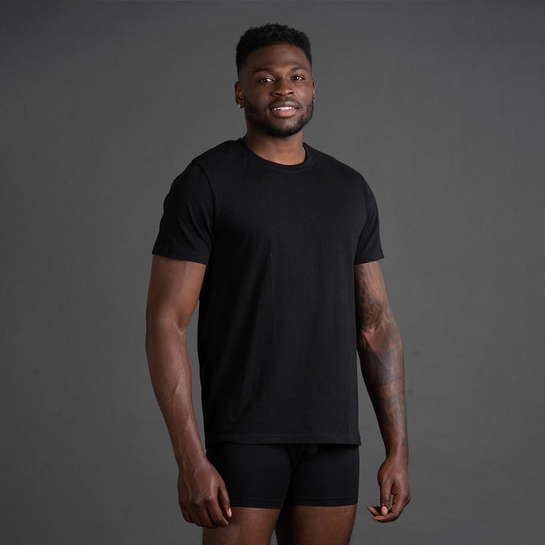 imageSkechers Mens Classic Fit Crew Neck Undershirts TagFree Lightweight MoistureWicking Cotton Blend TShirts 6 Pack SetWhiteGreyBlack