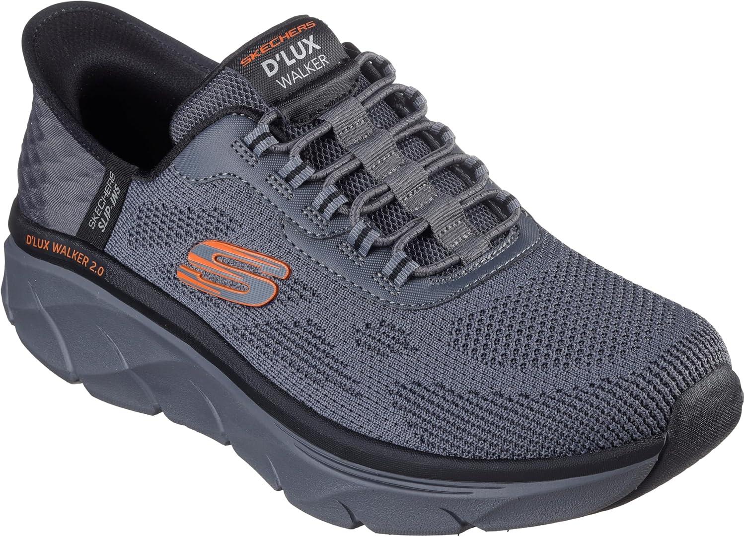 imageSkechers Mens Dlux Walker 20 Rezinate Hands Free SlipinCharcoalOrange
