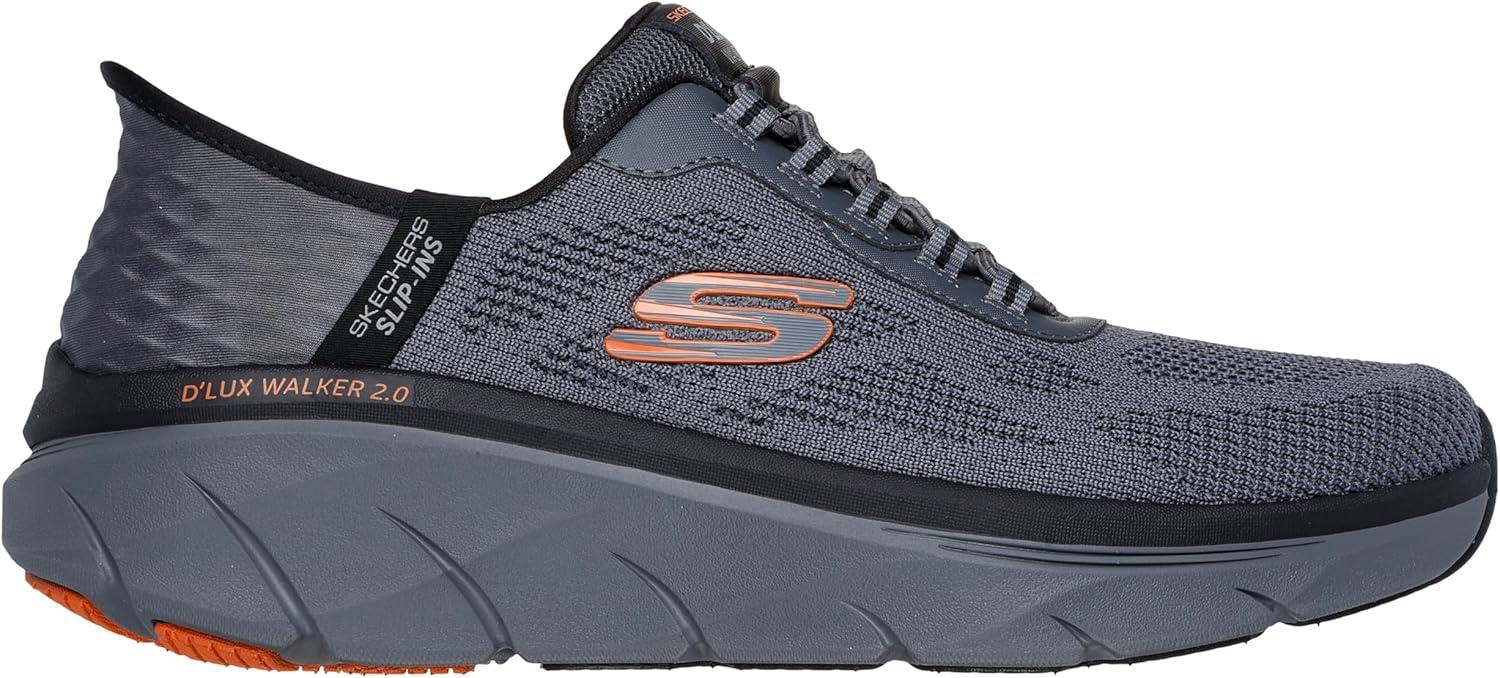 imageSkechers Mens Dlux Walker 20 Rezinate Hands Free SlipinCharcoalOrange