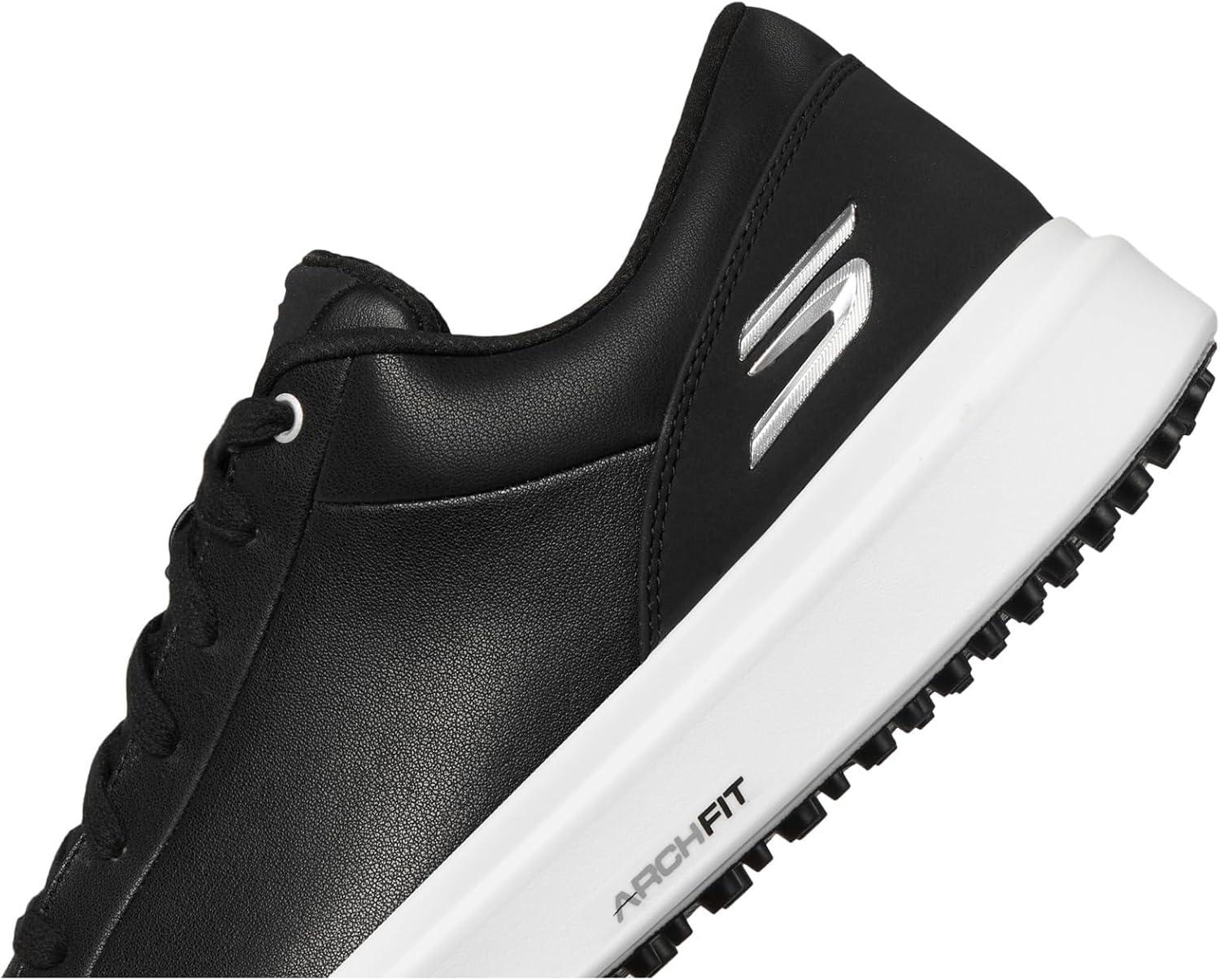 imageSkechers Mens Drive 6 Arch Fit Leather Relaxed Fit Spikeless Golf ShoeBlackWhite