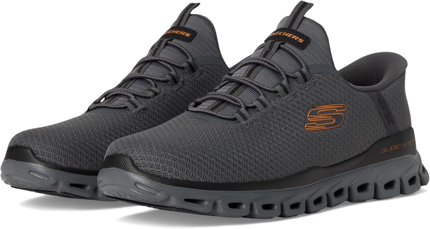 imageSkechers Mens GlideStep Noxus Hands Free SlipinCharcoalOrange