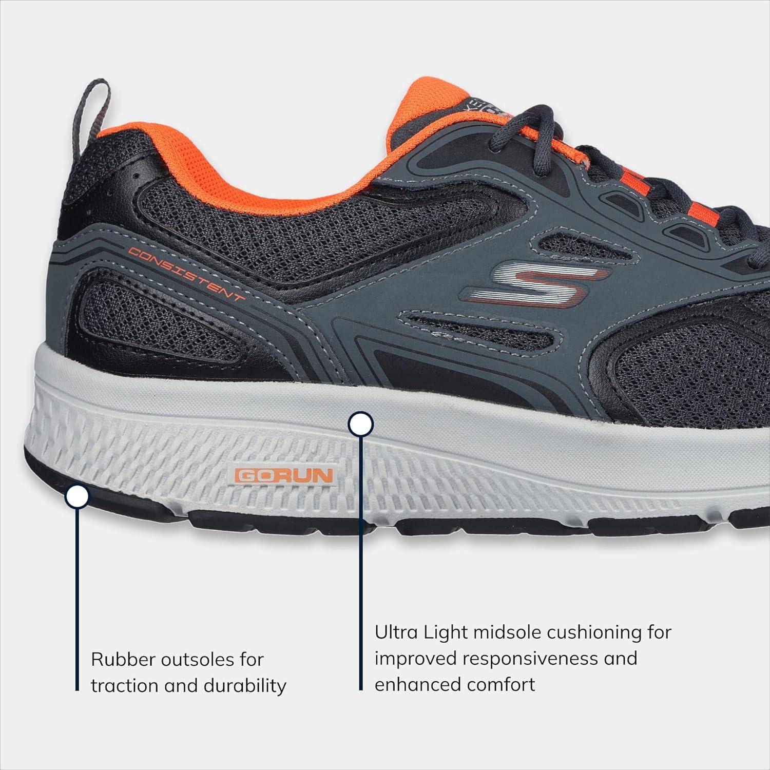 imageSkechers Mens Go Run Consistent Air Cooled Foam Athletic SneakersGreyOrange