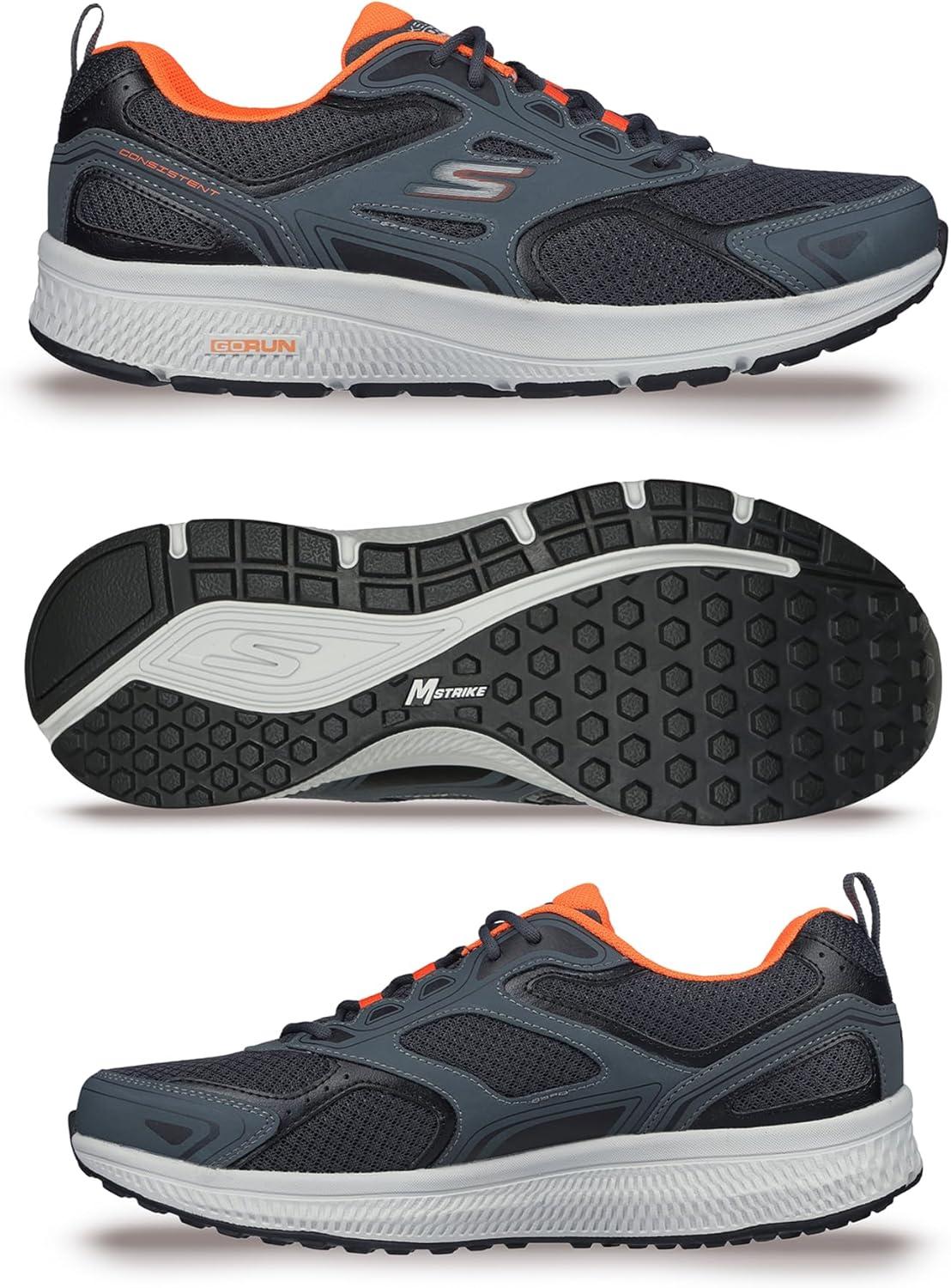 imageSkechers Mens Go Run Consistent Air Cooled Foam Athletic SneakersGreyOrange