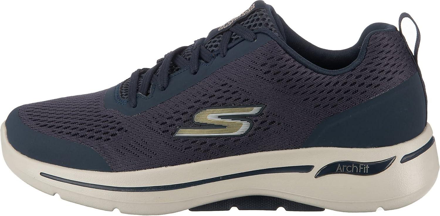 imageSkechers Mens Gowalk Arch FitAthletic Workout Walking Shoe with Air Cooled FoamSneakerNavyGold