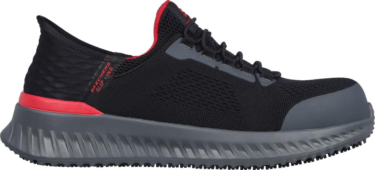 imageSkechers Mens Hands Free Slipins Tilido Fletchit Comp ToeBlackRed