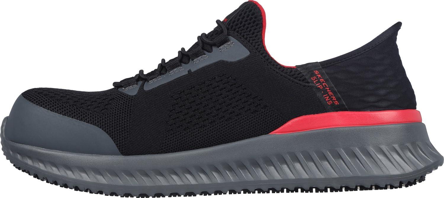 imageSkechers Mens Hands Free Slipins Tilido Fletchit Comp ToeBlackRed