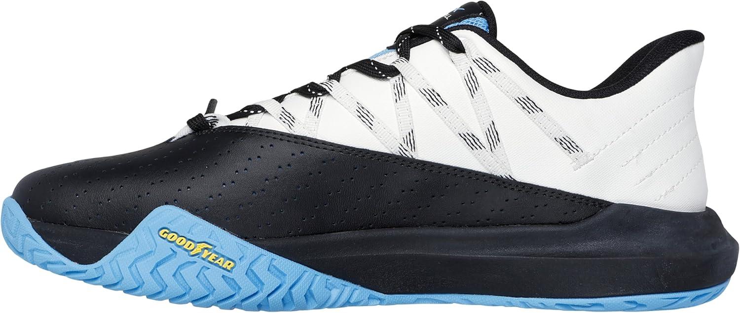 imageSkechers Mens HandsFree Slipins Viper Court Rally TrainersWhite Leather Black Leather Blue Mesh