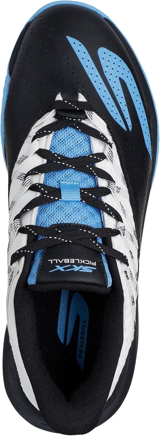 imageSkechers Mens HandsFree Slipins Viper Court Rally TrainersWhite Leather Black Leather Blue Mesh