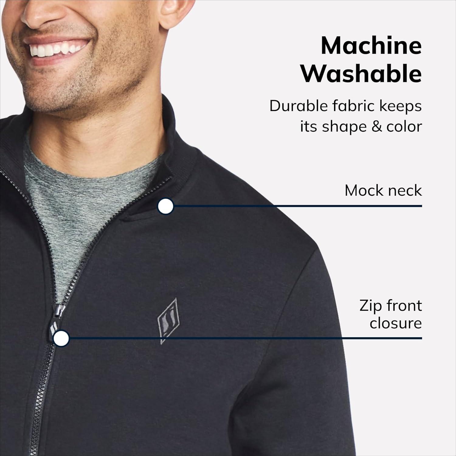 imageSkechers Mens Hoodless Hoodie GO WALK Everywhere Full Zip Mock Neck JacketBold Black